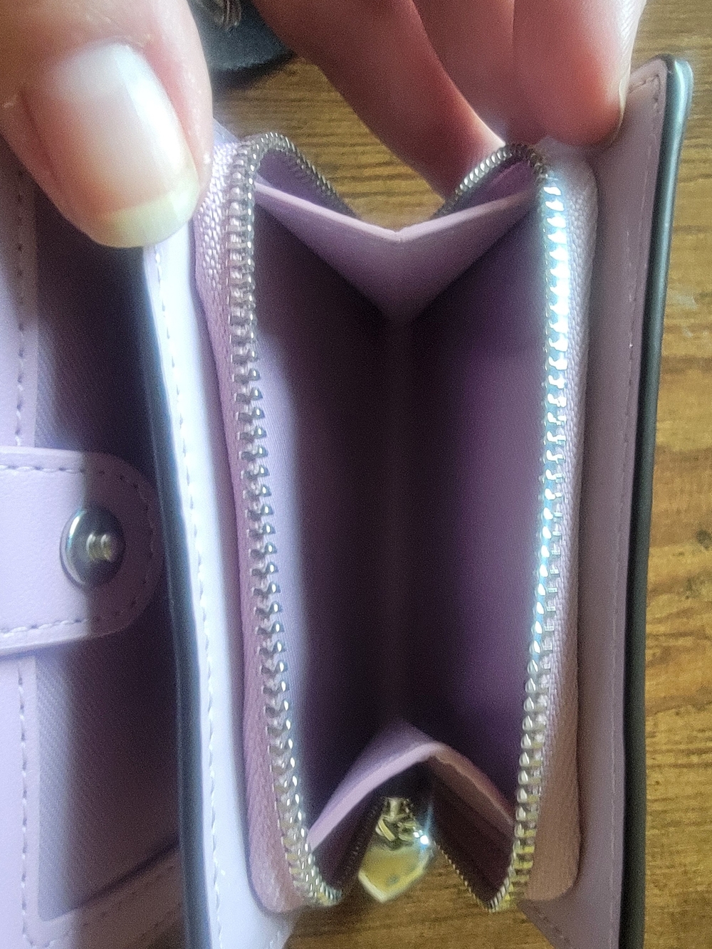 Coach Embossed Signature Patent Leather Bifold Wallet in Light Purple. - Picture 2 of 3